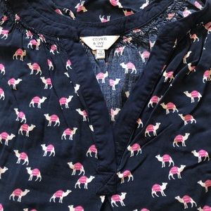 CROWN & IVY Blouse Top Camels 1X